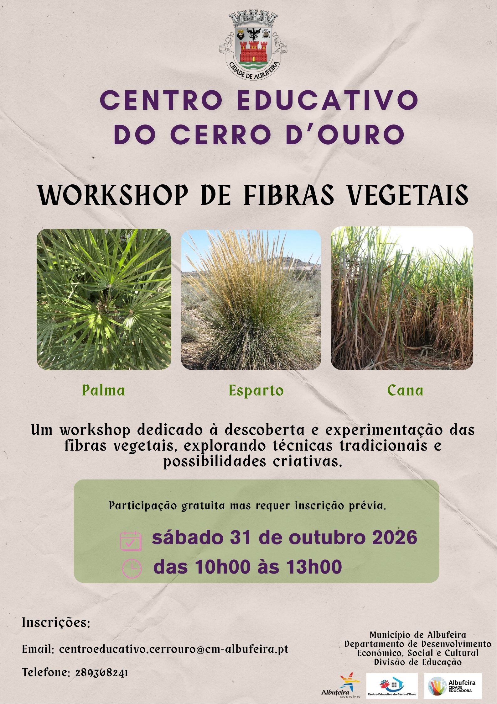 Cartaz workshop de fibras vegetais