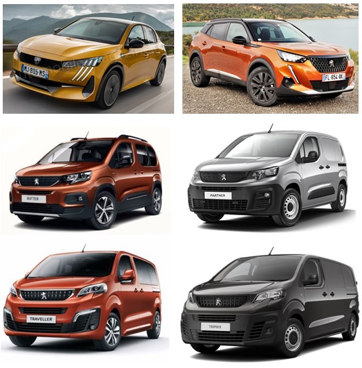 Vários modelos Peugeot