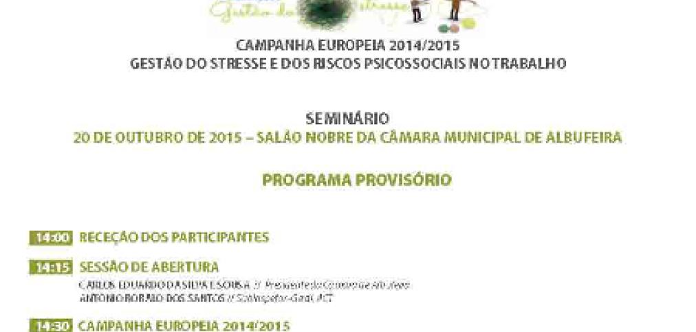 Seminário "Gestão do Stresse e dos Riscos Psicossociais no Trabalho