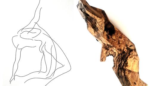 “Línea – Lignum”, de Cibele Saque e Romeu Delmar | Desenho e escultura