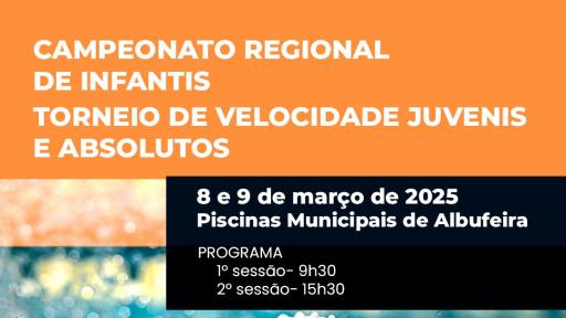 Cartaz - Natação | Campeonato Regional de Infantis e Torneio de Velocidade Juvenis e Absolutos