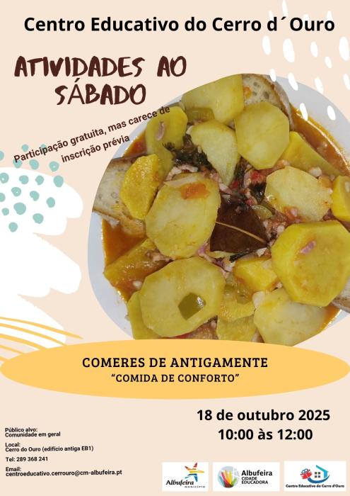 Cartaz atividades ao sábado - Comeres de antigamente