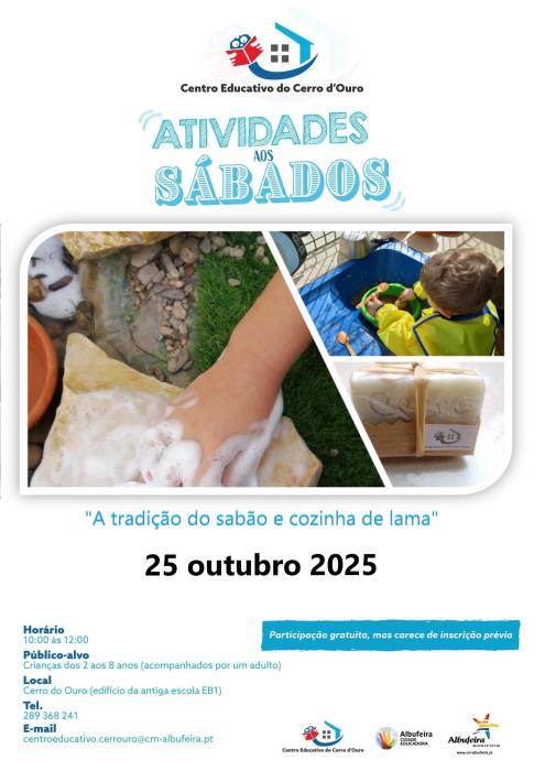 Cartaz Atividades aos Sábados de 25 de Outubro de 2025