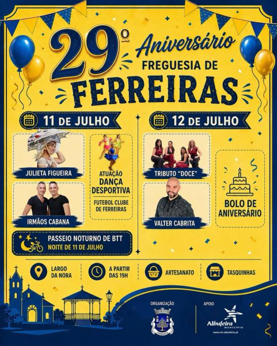 Cartaz - 29.º Aniversário da Freguesia de Ferreiras