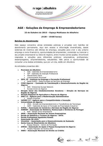 IV AGE- SOLUÇÕES DE EMPREGO E EMPREENDEDORISMO