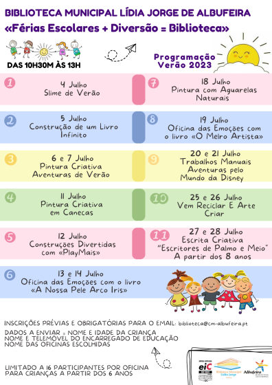 Cartaz - Férias Escolares + Diversão = Biblioteca