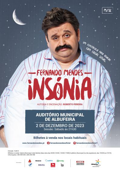 Cartaz do espetáculo Insónia com Fernando Mendes
