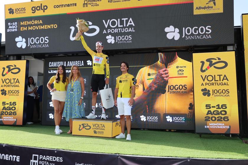 Pódio da 2.ª etapa da Volta a Portugal em bicicleta