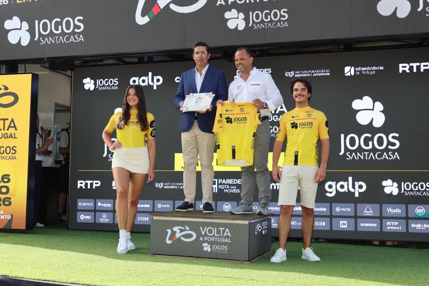 Pódio da 2.ª etapa da Volta a Portugal em bicicleta