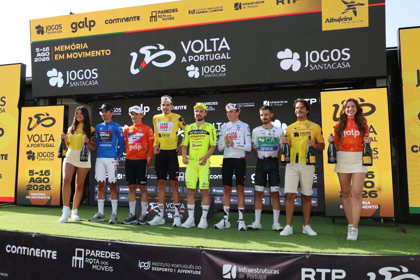 Pódio da 2.ª etapa da Volta a Portugal em bicicleta