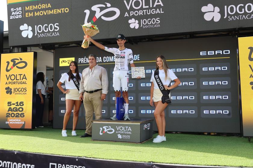 Pódio da 2.ª etapa da Volta a Portugal em bicicleta